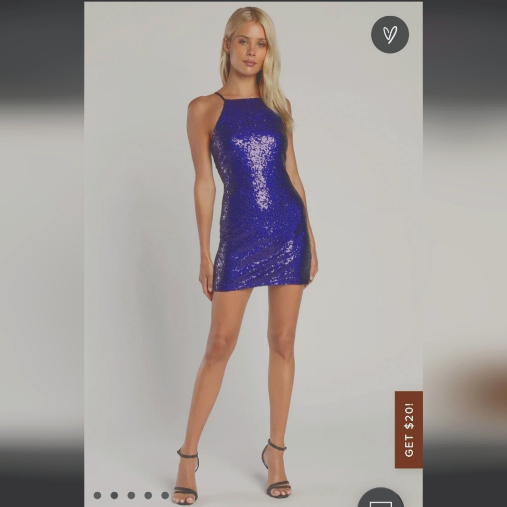 Blue sequin mini dress